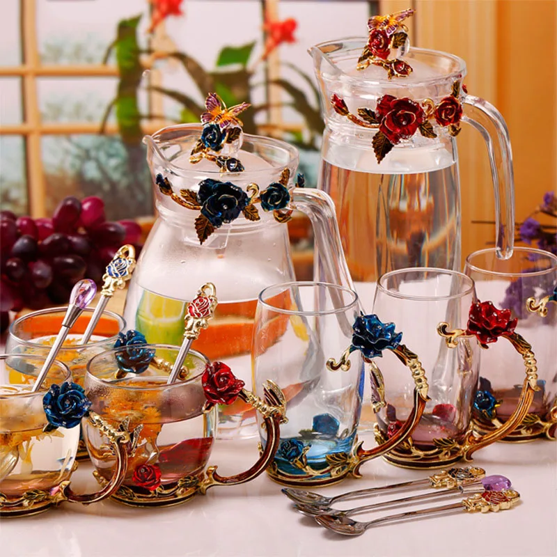 Новинка чашка для кофе и чая с эмалью стеклянные чашки 3D розой бабочкой свадебный