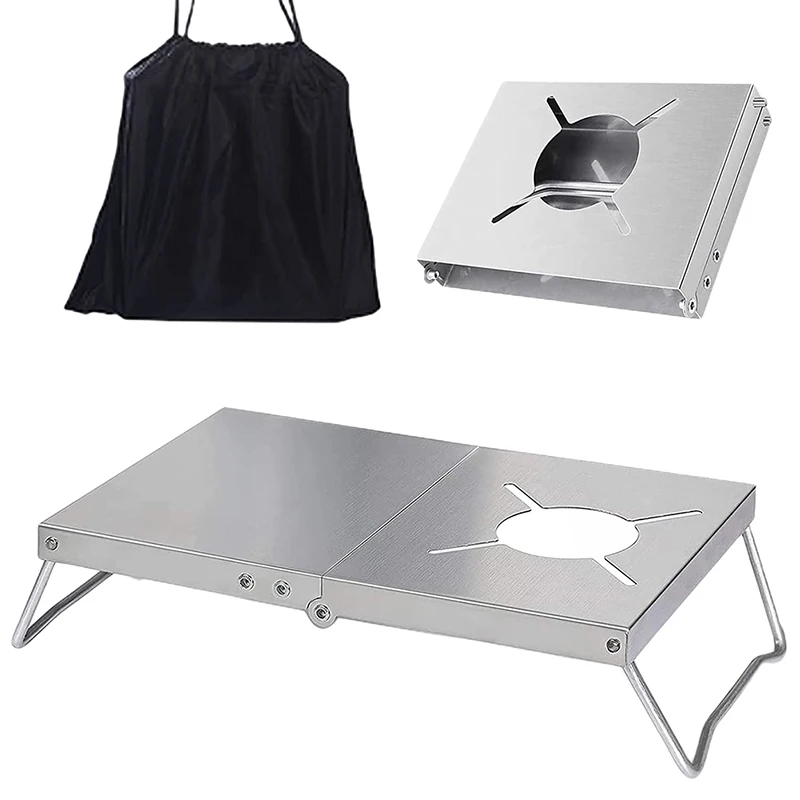 

Stainless Steel Outdoor Stove Bracket Heat Insulation Table ST-310 Gas Gas Furnace Folding Camping Stove Accessories