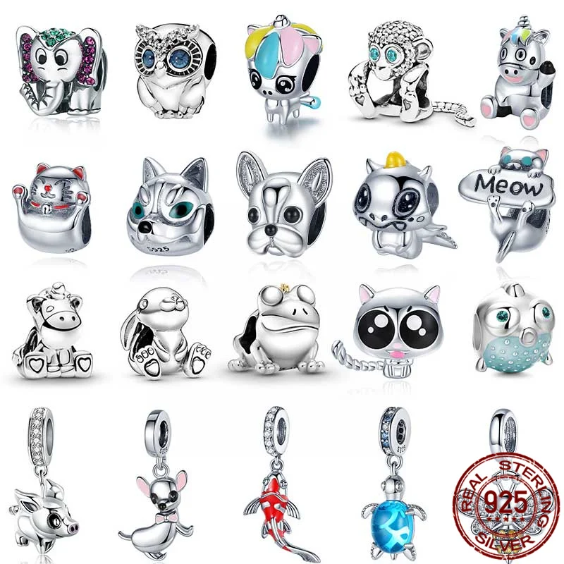 

Genuine 925 Sterling Silver Little Animal Series Fit Original 3mm Bracelet&BangleMaking Fashion DIY Jewelry For Women