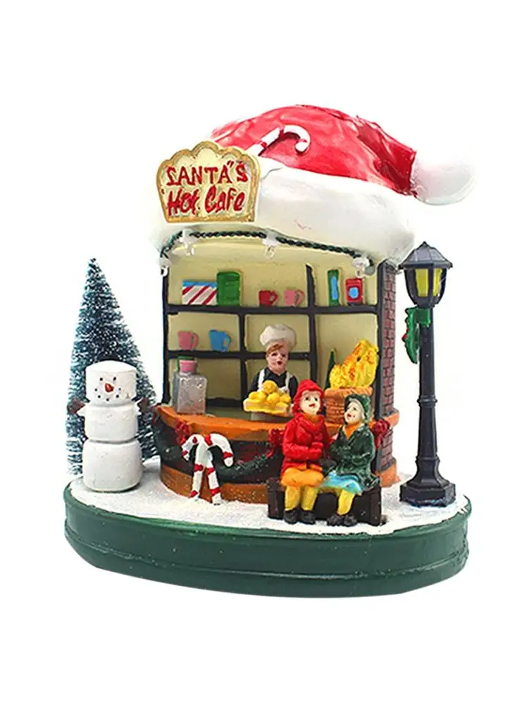 Рождественский домик миниатюрная шапка Санты украшение для кофейни светящаяся