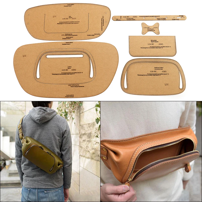 

1 комплект, шаблон для мужской сумки-мессенджера из крафт-бумаги, наплечная сумка, рисунок ручной работы, «сделай сам», инструменты для кожи, шаблоны для шитья и резки