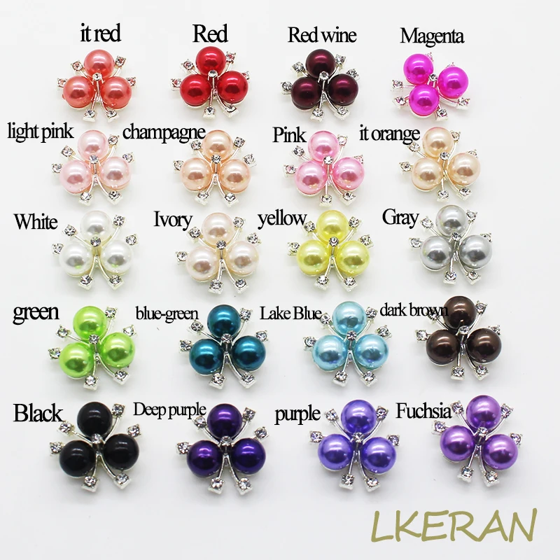 LKERAN 20 мм Три жемчужные стразы серебряное покрытие сплав свадебный цветок