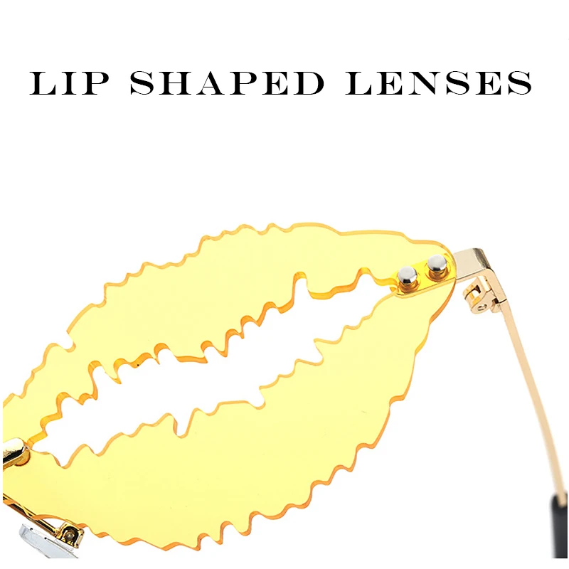 

Lips Sunglasses Women Personality Rimless Lunette De Soleil Femme The Flaming Lips Glasses Prom Hippie Parody Zonnebril Vendors