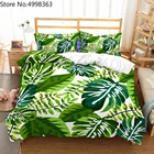 Набор постельных принадлежностей с 3D принтом тропические растения, зеленый комплект постельного белья с наволочкой, Реалистичная одежда для сна, Комплект постельного белья
