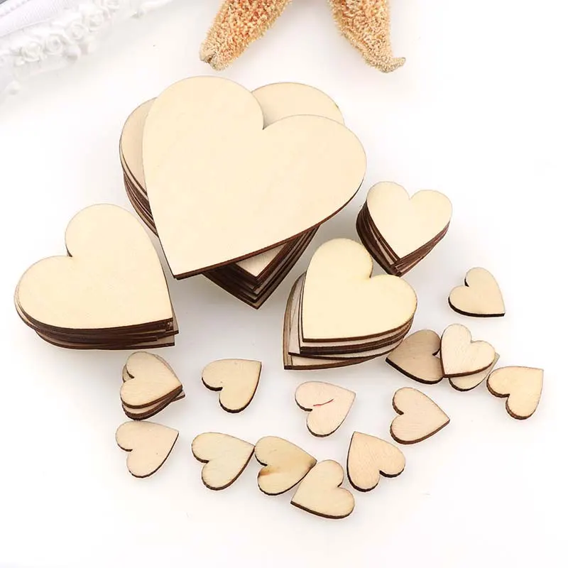 

10/20/30/40/50/80mm Wood Heart Slices Discs Patch for Wedding DIY Crafts Hand Graffiti Scrapbooking Party Decoration