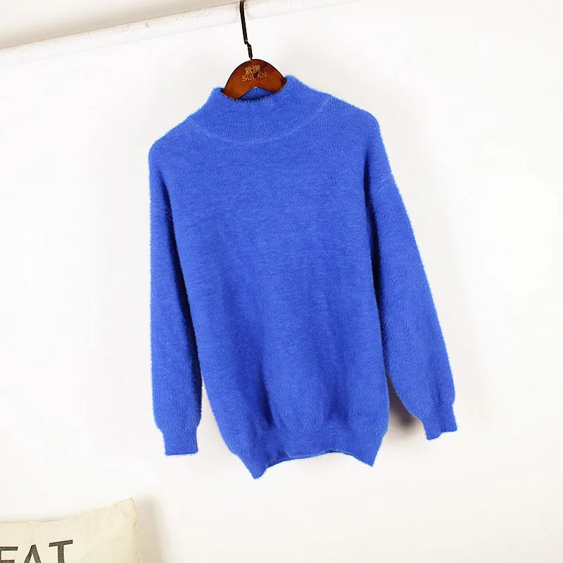 Женский фланелевый джемпер зимний элегантный вязаный плюшевый свитер в