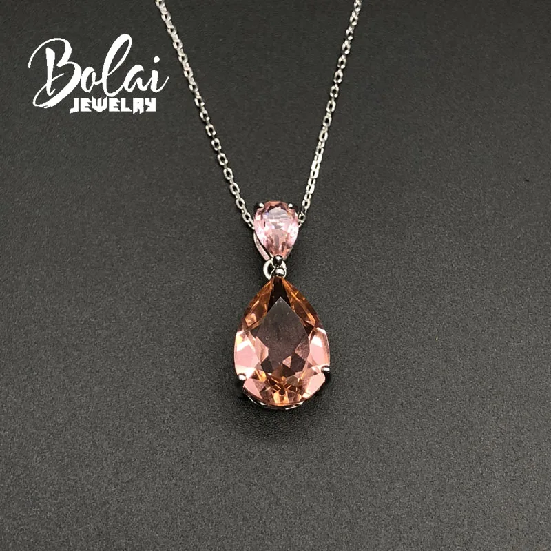 Bolaijewelry, создан Nano кулон из морганита в виде капли 925 стерлингового серебра блестящие ювелирные изделия для девочек хороший подарок на день рождения