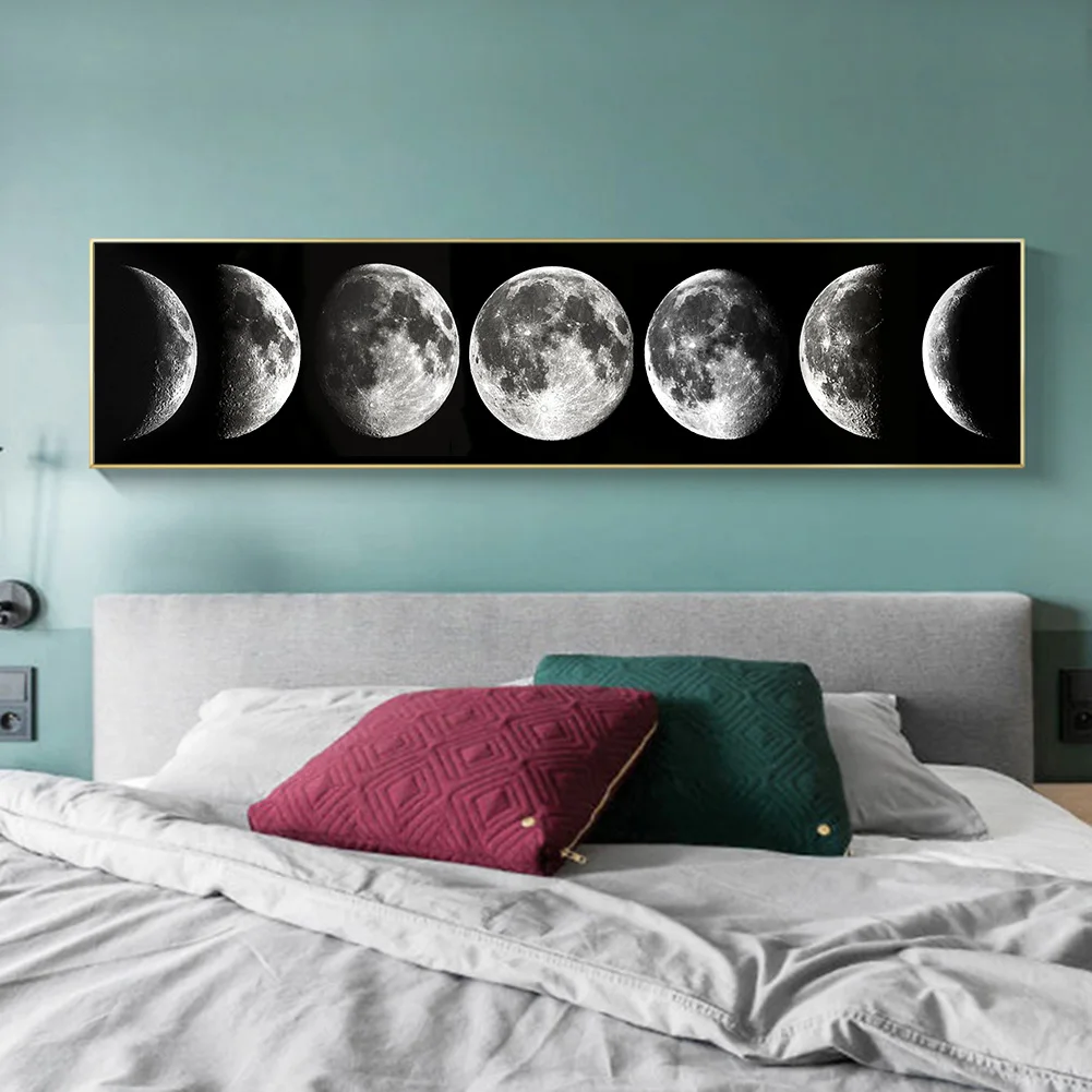 

5D DIY Full Drill Moon Diamond Painting Rhinestone Craft Kit Wall Picture Full Drill Embroidery Moon Phase Luna Scenery Diamond