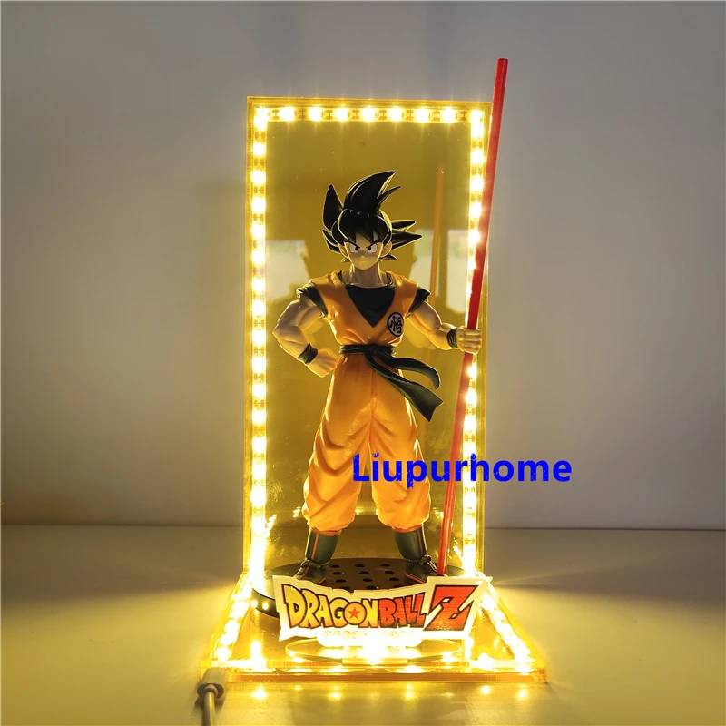 C Dragon Ball Z Son Goku Super Saiyan Фигурка DIY светодиодный светильник игрушки Аниме Фигурка DBZ декоративный ночной Светильник детский подарок настольная лампа - Испускаемый цвет: C
