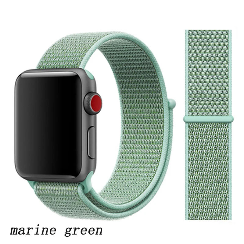 marine green Ремешок для apple watch 5 4 band correa apple watch 42 мм 44 мм 38 мм 40 мм iwatch series 5 4 3 2 1 нейлоновый браслет pulseira - Цвет ремешка: marine green
