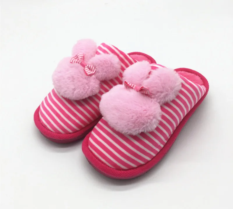 

GIRLS BABY WINTER FLOOR SLIPPER CUTE FAUX FUR ANIMALS BOW STRIPED FLAT HEELS SLIPPERS WITH FUR FOR GIRL KIDS SIZE 23 24 25