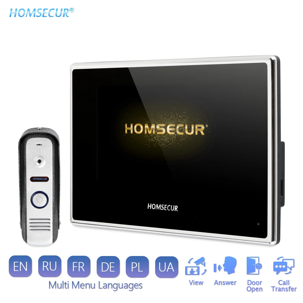 Видеодомофон HOMSECUR 4 провода 7 дюймов домофон с сенсорным экраном монитор IP65
