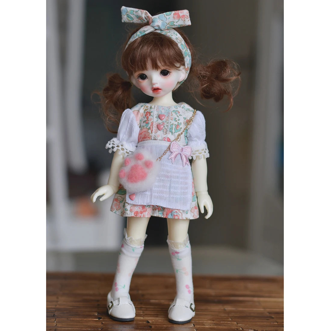 

Floral Printed Dress for 1/6 BJD Dolls with Headwear bag Diy Educational Toy Dolls Accessories Girls Gift Drop Shipping -No Doll