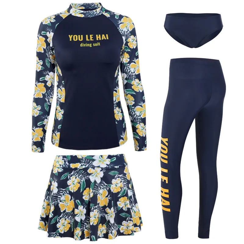 

Swimsuit For Surfing Swimsuits With Sleeves Suit Women Long Skirt Cover 4 Larger Sizes Men Beach Swimming Plaid Microfiber