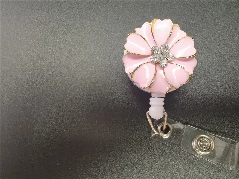 New Design 1 Piece Quality Metal Retractable Nurse Badge Reel Resin Heart Flowers Series ID Card Work Holder | Канцтовары для офиса