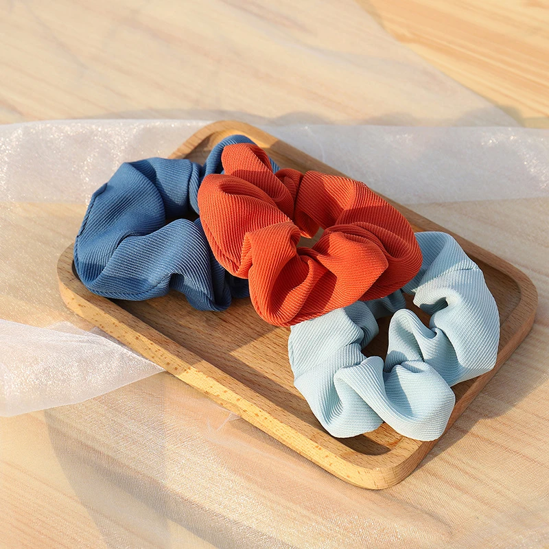 

2021 Woman Sweet Scrunchies Solid Hair Ring Ties For Girls Ponytail Holders Rubber Band Elastic Hairband Hair Bands For Women