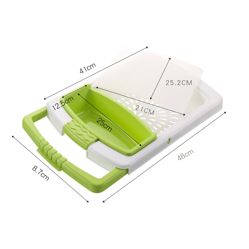 

Kitchen Chopping Board with Drain Baskets Creative Non-slip Fruit Vegetable Cutting Multifunctional Portable Cleaning Organizer