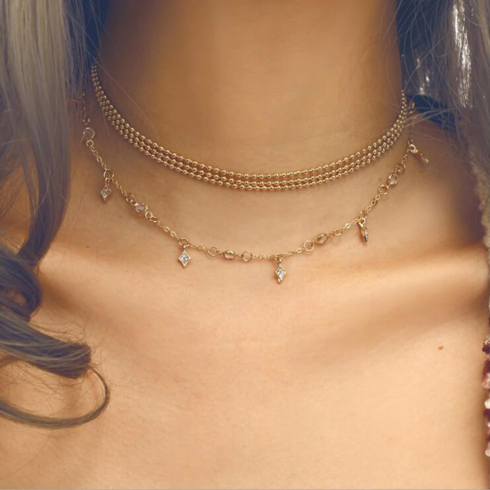 2020 модное Золотое 4 х слойное богемное колье цепочка с бусинами для женщин