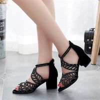 size 41 rhinestone sandals women block heel sandals for women summer shoes fashion comfort ladies sandals shoe sandali da donna