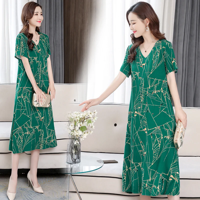

Dress Women cotton Floral Print Dress Vintage Beach Dress 2021 Women Floral Print Short Sleeve Dresses Plus Size
