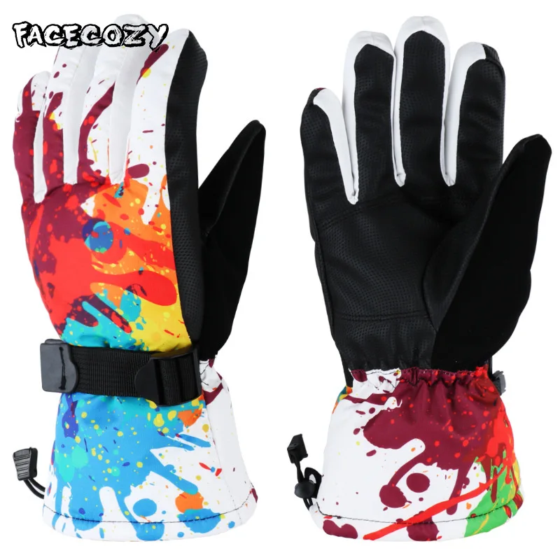 Facecozy Зимние перчатки для сноуборда, лыж для мужчин и женщин ветроустойчивый Влагоустойчивый термический перчатки толстое катание по горам мотоцикл снежные рукавицы