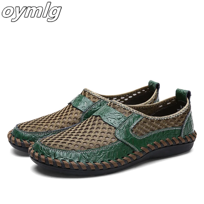 

2020 casual shoes hollow men's summer mesh shoes mesh shoes Leather casual shoes breathable shoes