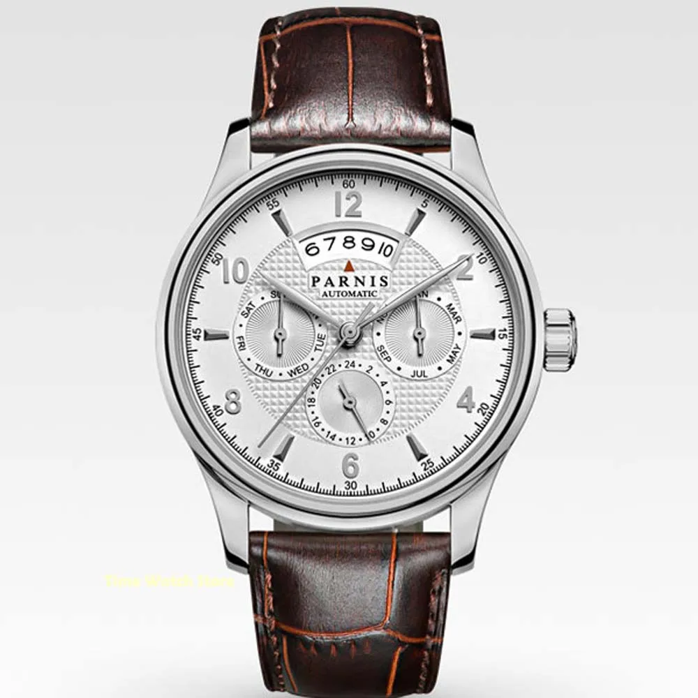 Многофункциональные автоматические мужские часы Parnis 42 мм 26 драгоценностей miyota