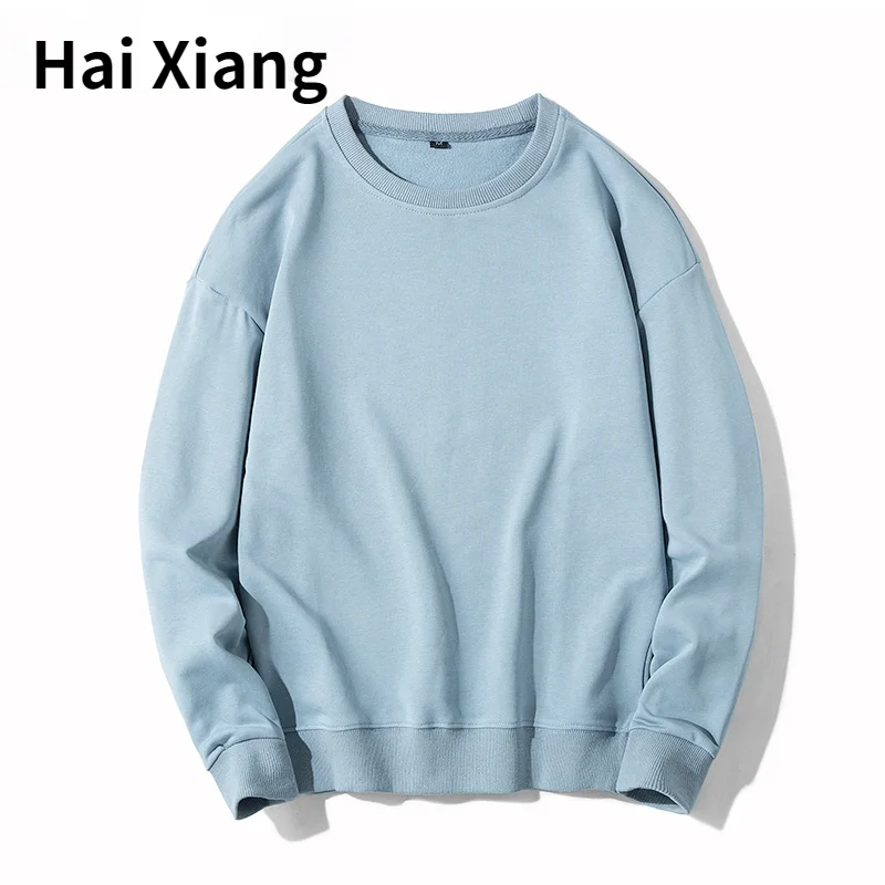 

Mannen 2021 Nieuwe Herfst o-neck Effen Kleur Katoen Lange Sweatshirts Mannen Casual Losse Fit Hoodies Sweatshirts Mannen Vrouwen