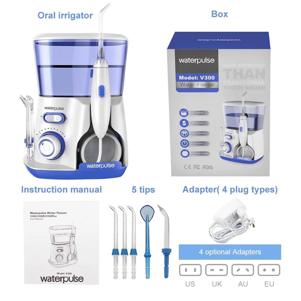Waterpulse V300 зубная нить Профессиональный орошения ротовой полости 800 мл гигиена рта