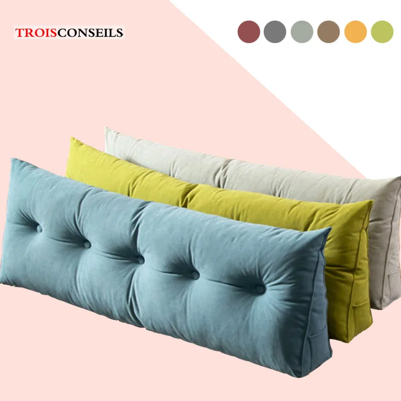 

Моющаяся бархатная длинная прикроватная подушка с наполнителем, однотонная простая Подушка, одинарная двойная домашняя подушка для сидень...