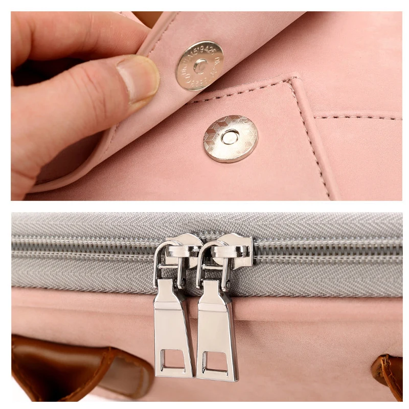 Женский кожаный портфель стильная розовая сумка через плечо для ноутбука