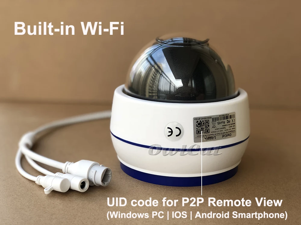 OwlCat Крытая купольная IP камера wifi 1080P 2MP 5MP HD 5x оптический зум PTZ Аудио Микрофон Беспроводная сетевая камера видеонаблюдения