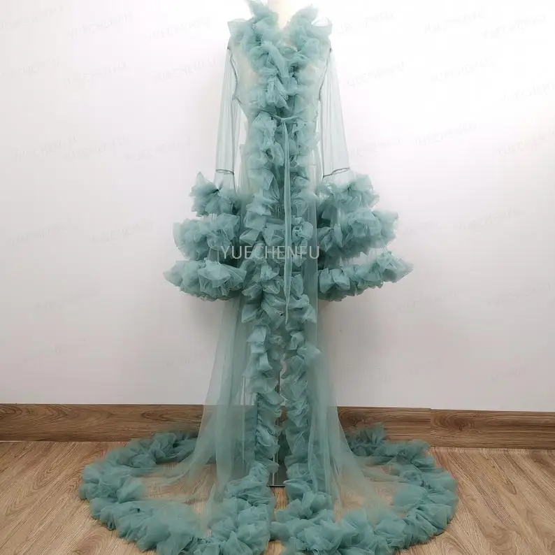

Ladies Wedding Scarf Sleepwear Tulle Chiffon Bridal Robe Illusion Loungewear Nightgown Maxi Maternity Photo Shoot Props Dress