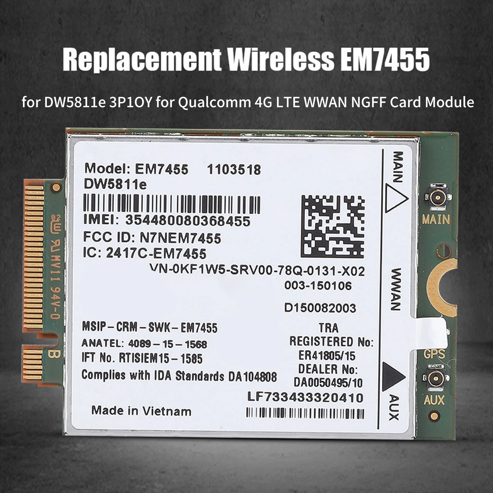 

Notebook Module Card Network Card For PC Computer Notebook 4G Module 300 Mbps High Speed Transmission EM7455 Network Card