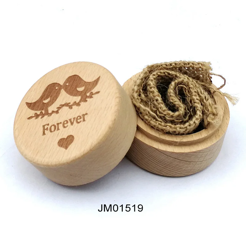 JM01519 DIY ручной работы винтажный свадебный Декор круглые кейсы для хранения бижутерии 5,2*4,2 см ожерелье серьги контейнер 1 шт деревянная коробочка для колец - Цвет: JM01519