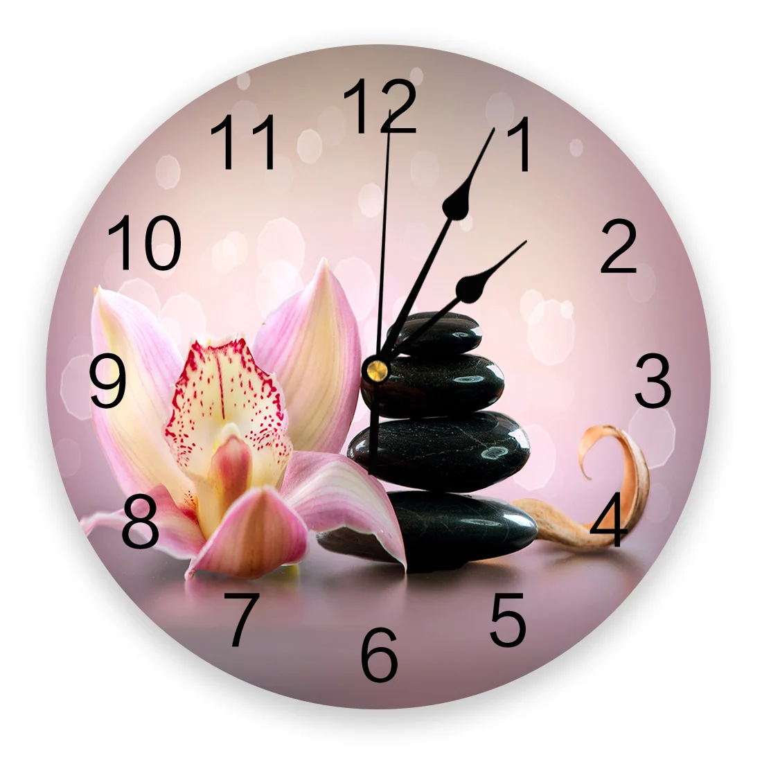 

Spa Stones Flower Wall Clock Modern Design Home Living Room Office Cafe Decoration Art Wall Watch
