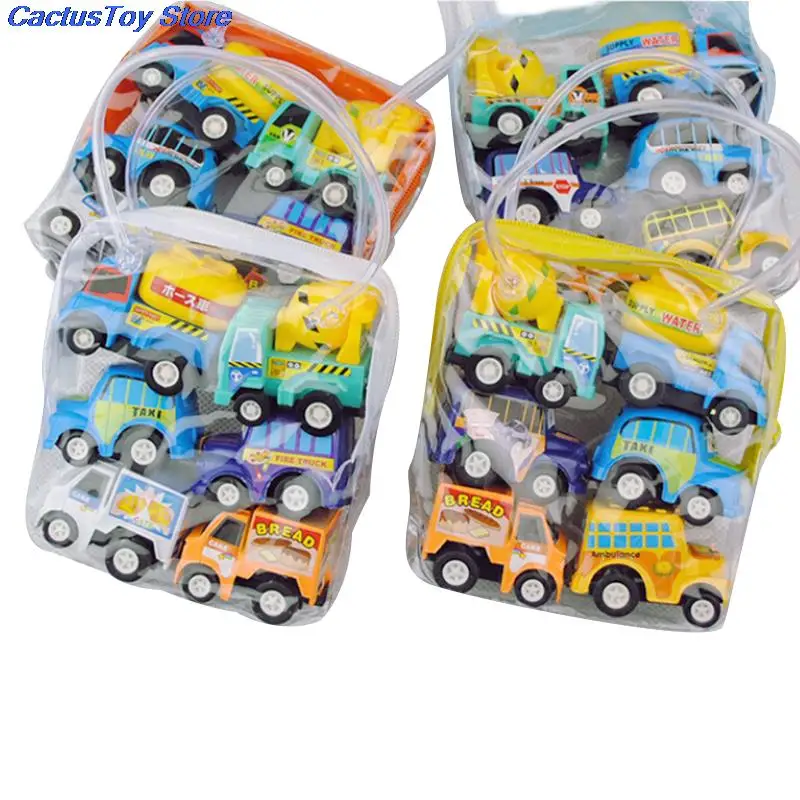 6pcs Pull Back Car Toys Mobile Machinery Shop Construction Vehicle Fire Truck Taxi Model Baby Mini Cars Gift Children | Игрушки и хобби