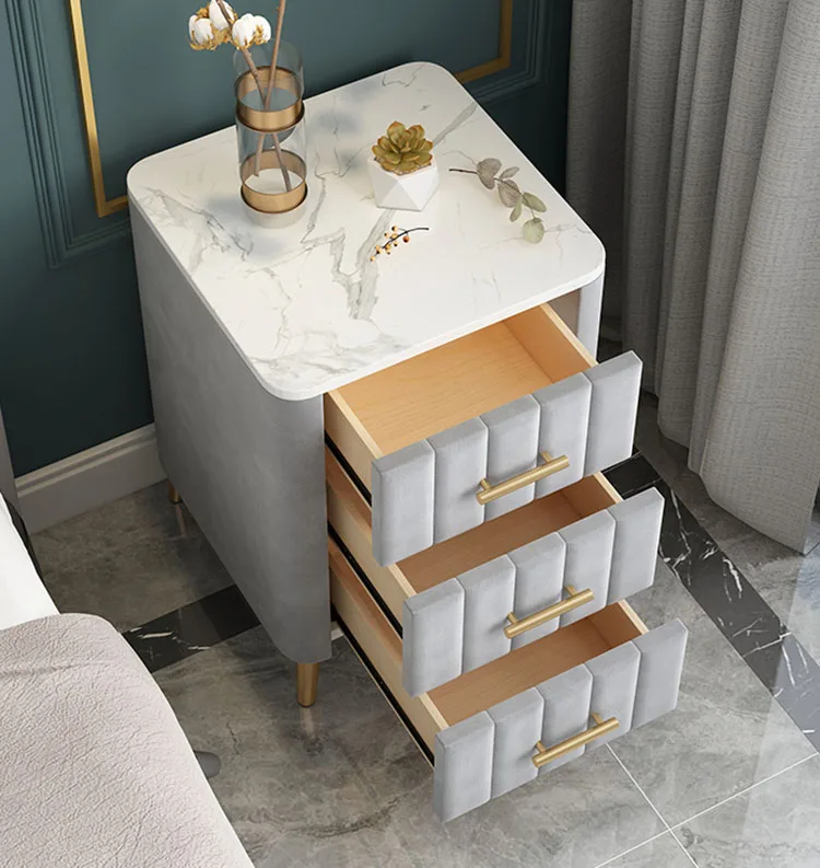 Современный 3 ящиком прикроватный столик прикроватная тумбочка из цельного