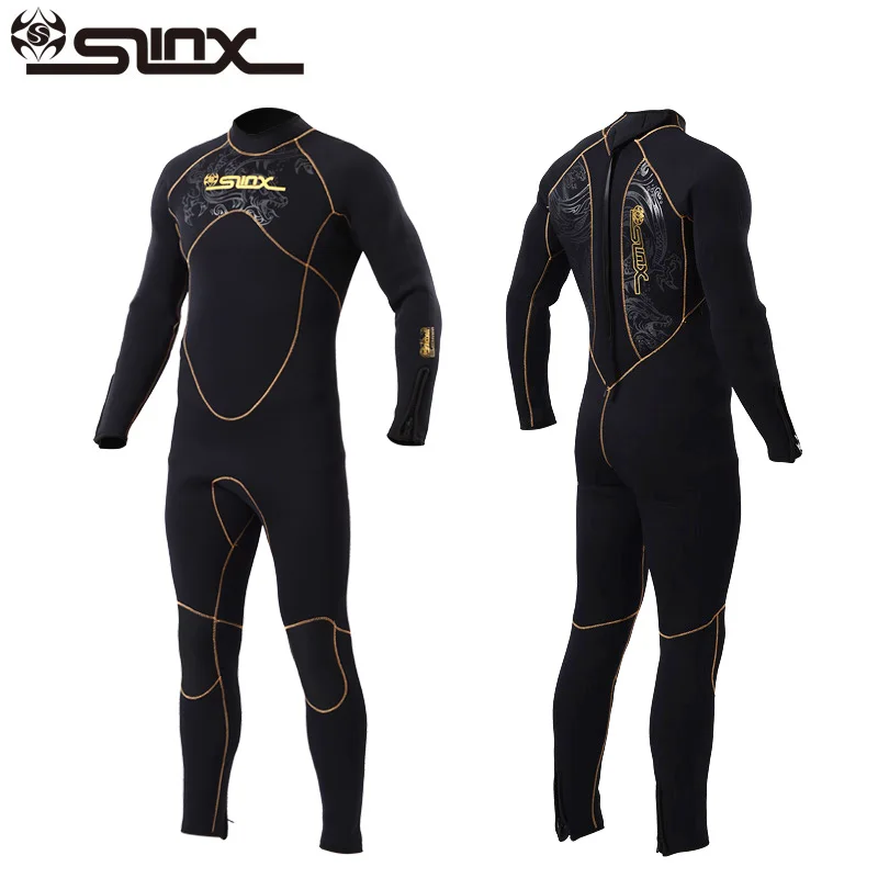 

SLINX 5MM Men Full Body Winter Wetsuit Diving Suit Neoprene Fleece Lining One-piece Swimwear for Snorkeling Surfing Triathlon