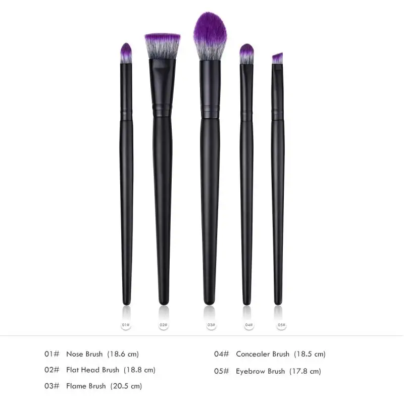 

5Pcs/set Makeup Brushes Set High Quality Black Wooden Handle Powder Cosmetic Brush Nylon Hair Eye Shadow Brush Flame Brush Tool