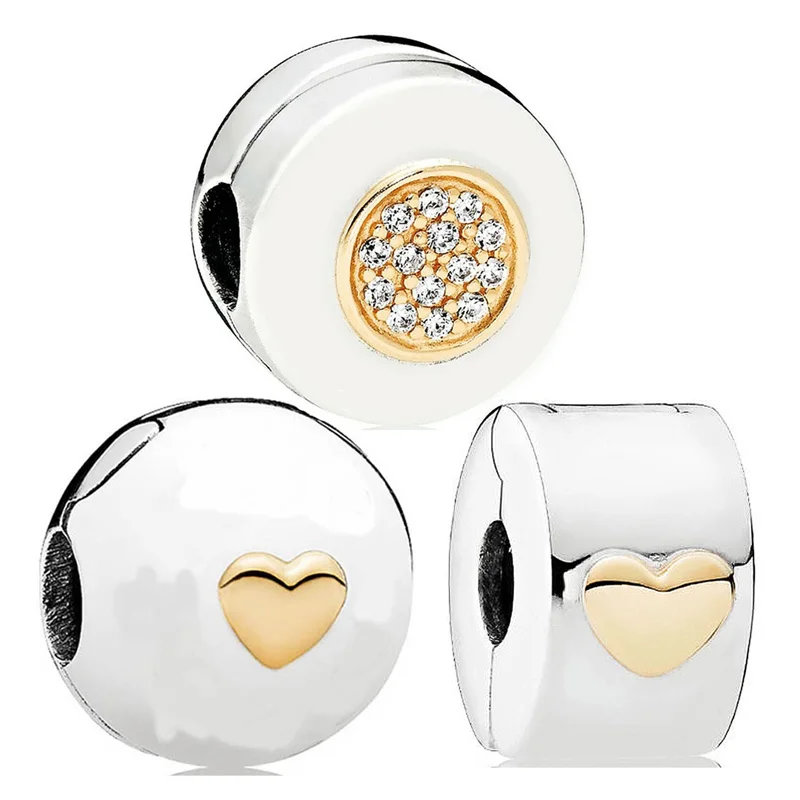 

Оригинальный Шарм из стерлингового серебра 925 пробы, золотой цвет, двухцветный значок, подпись, зажим, стопор, бусина, подходит для популярно...