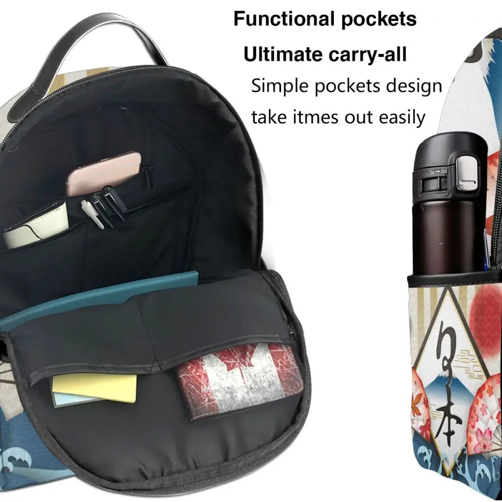 

Japan Traditional Wave Fuji Mountain Maples And Sakura Backpack Boy Girl School Bag for Teenager Student Shoulder Bag Travel Bag