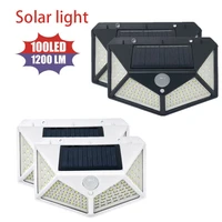100 led solar light security outdoor solar wall lamp pir motion sensor lamp waterproof solar wall light for garden decoration
