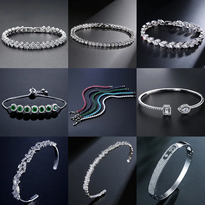 

Luxury Sterling Silver AAA Cubic Zircon Open Bracelets Bangle for Women Leaf Bridal Wedding Party Gift Jewelry Wholesale
