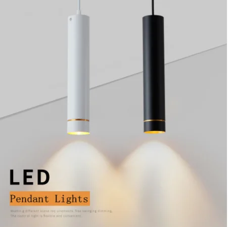 

Cilindro pode ser escurecido led luzes pingente longo tubo lâmpadas cozinha sala de jantar loja barra decoração cabo pingente lâ