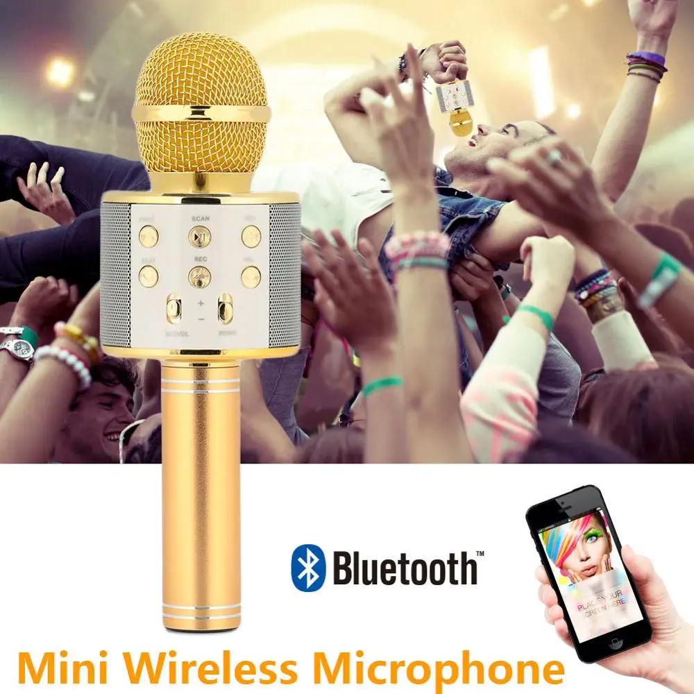 ГОРЯЧАЯ Беспроводная караоке мини микрофон портативный Bluetooth динамик домашний KTV