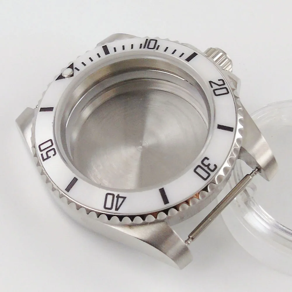 

40mm Watch Case Parts sapphire glass FIT NH35 NH35A Automatic Movement roating bezel magnifier Stainless steel brushed case