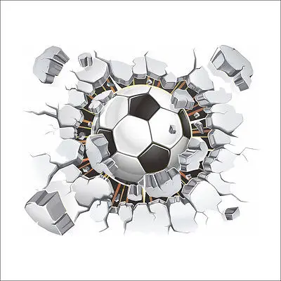 Оригинальные 3D обои для футбола с трещинами искусство ПВХ дома детей мальчиков