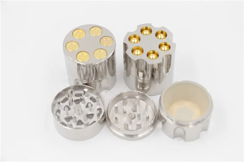 

6pcs/lot wholesales metal magnetic herb grinder cigarette tobacco grinder smoking pipe bullet shape 3 parts 42MM Hand muller