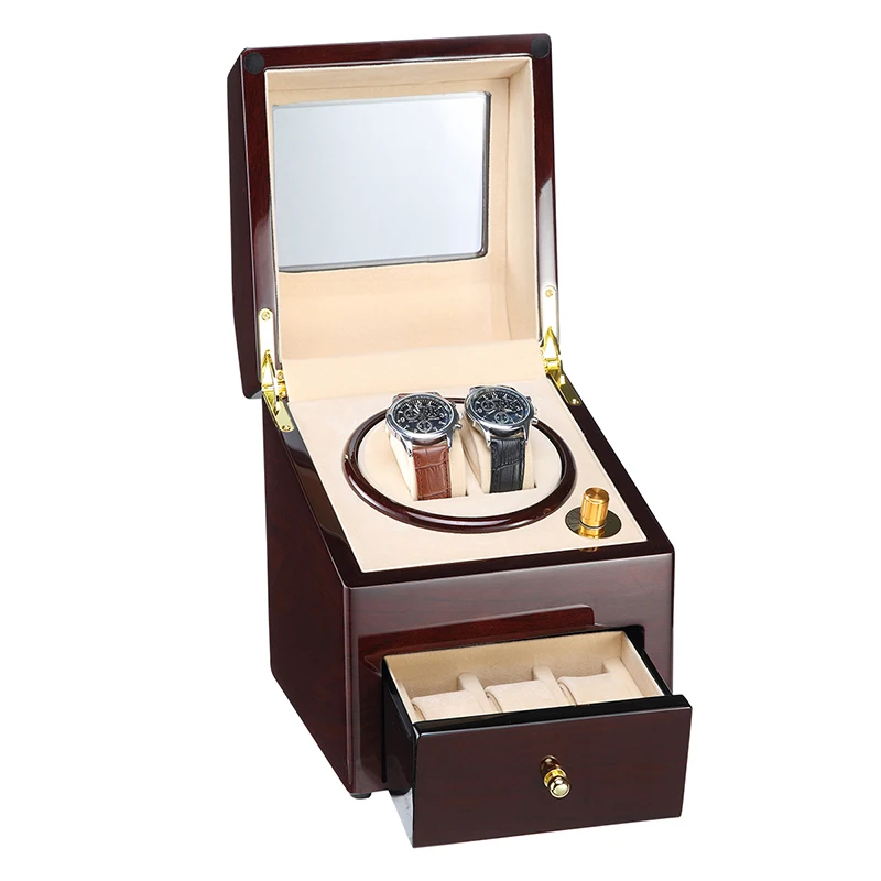 Автоматический деревянный 2 слота часы Winder Box чехол для хранения с фортепиано